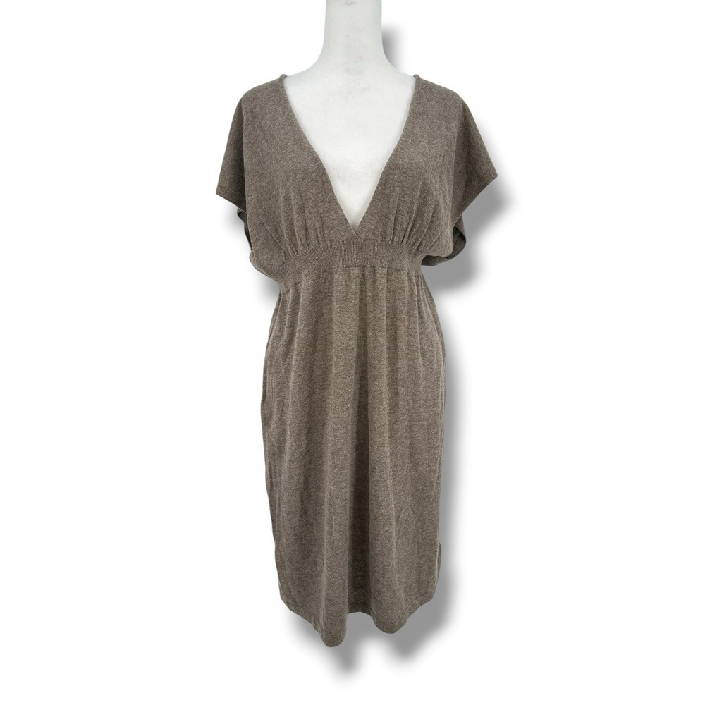 Banana Republic Knit Midi Dress M Taupe Wool Cashmere‎ Minimalist Office Chic